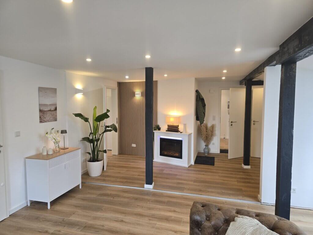 NordseeKaten Ferienwohnung Elbdeck großzügiger Wohnbereich