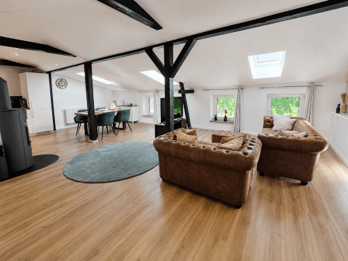 NordseeKaten Ferienwohnung Himmelsdeck großzügiger Wohnbereich
